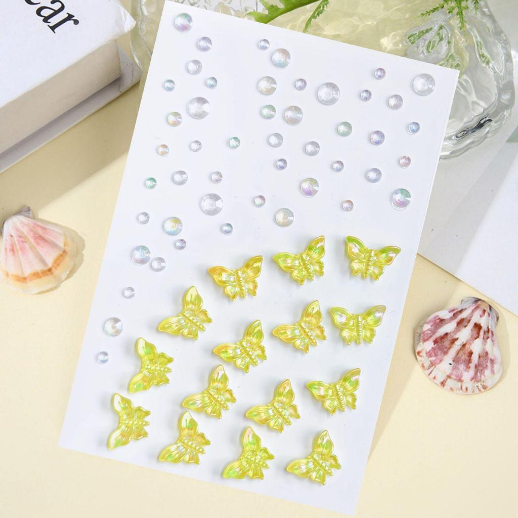 Yellow Rhinestone Heart Bow Face & Nail Stickers