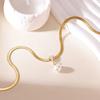 Fashionable Fine Necklace New Pearl Pendant with Zircon  Stainless Steel Necklace Ladies