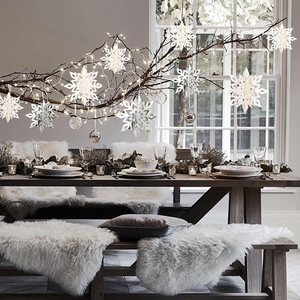 6pcs Christmas 3D Snowflake Charm Christmas Ceiling Decoration For Festive Atmosphere Decoration Festive Decoration
