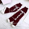 Japanese Harajuku Stretchy Knitted Leg Warmers with Star Pattern for Women Drawstring Ruffle Flared Boot Cuffs Covers