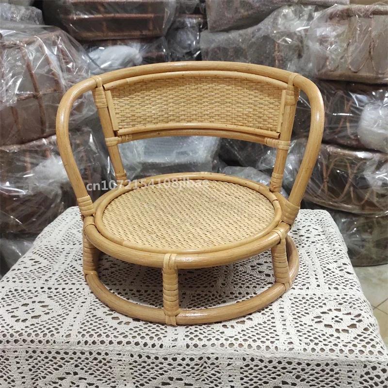 Newborn Infant Photography Props - Retro Rattan Basket Chair & Posing Bed Photo Background Accessories for Baby Girl & Boy