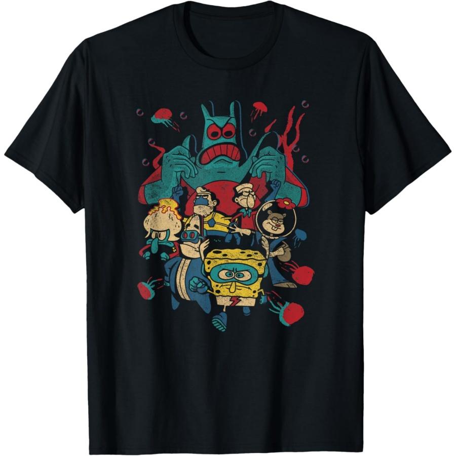 

SpongeBob Retro Superhero Group Poster T-Shirt XXXXXL чорний