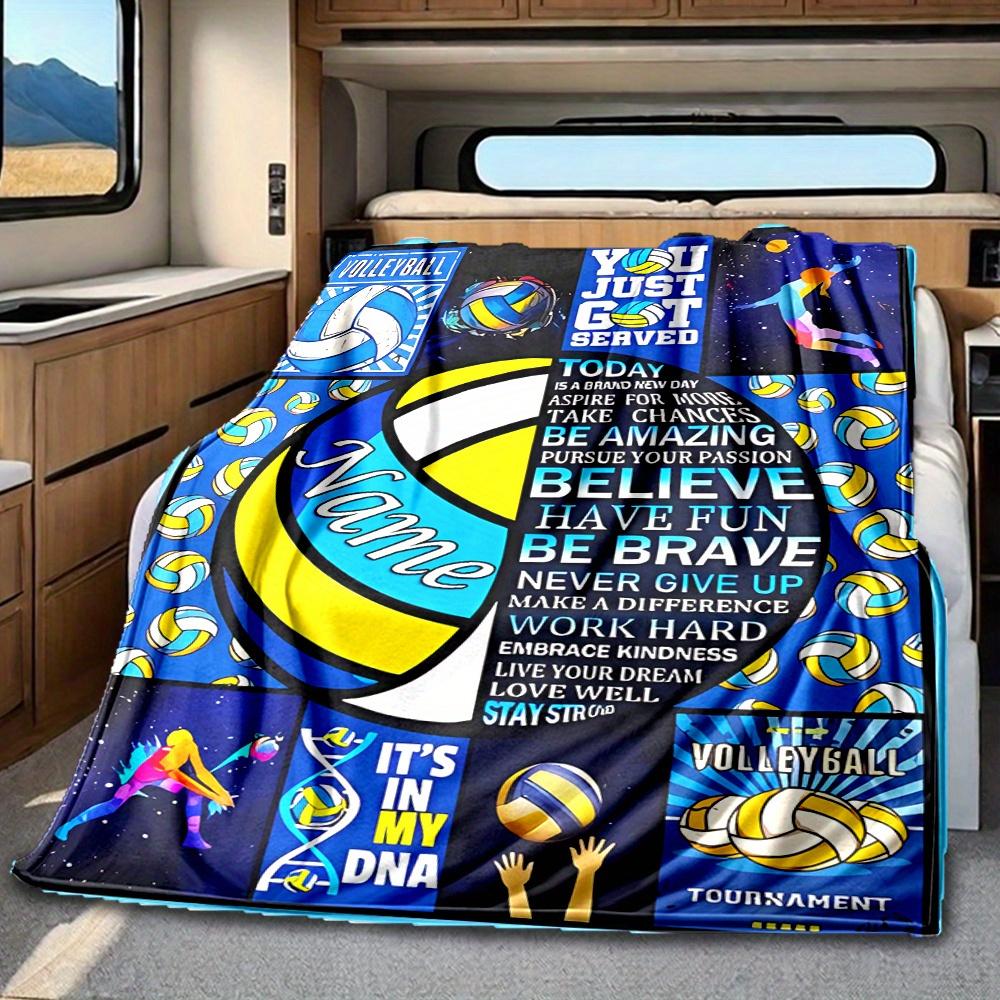 Volleyball American Flag Blanket Personalized Name Soft Comfortable Stylish Blanket Car Blanket Perfect For Travel Camping Outdoor Home Suitable For