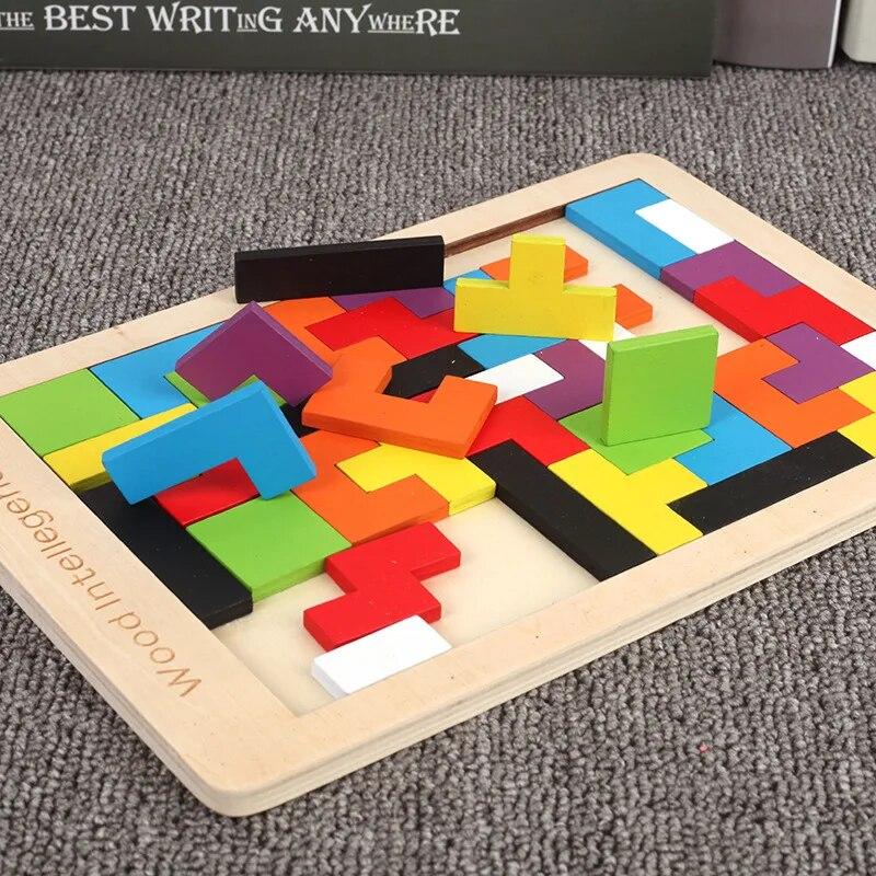 1 Set Wooden Puzzle Thinking Logic Square Toy Puzzle Challenging Burn The Brain Baby Early Education Fun Parent Child Games