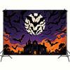 Scary Halloween Backdrop Banner-Castle with Bats&Full Moon for Indoor/Outdoor Parties,Graduation,Halloween Decor,Event
