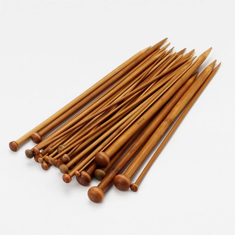 36Pcs Bamboo Crochet Needle 25/35cm Single Pointed Round Bead Knitted Needles for DIy Sweater Needlework Tool Supplies