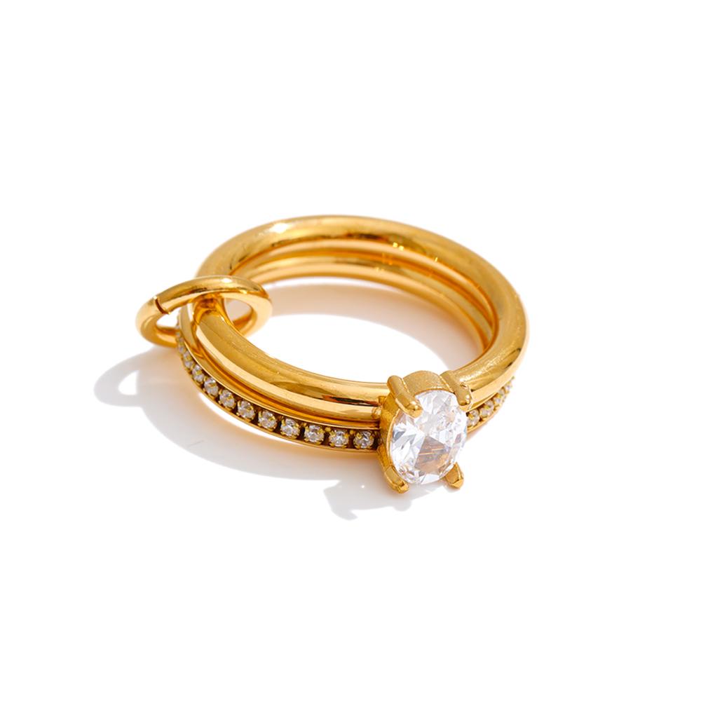 

Yhpup Size 678 High Quality Bling Cubic Zirconia Stacked Ring Stainless Steel 2025 Popular Charm Jewelry 18k Gold PVD Plated 8