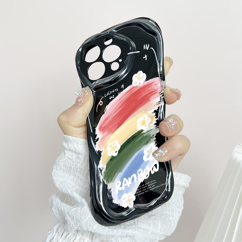 Carcasă cu textura cremă cu model de desene animate, cu margine ondulată, husă din silicon moale pentru telefon pentru OPPO Reno Realme OnePlus Vivo