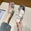Fashion versatile style outerwear girl thick heel slippers women's summer 2025 new sandals with skirt high heel slippers