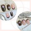 24Pcs Brown French Tip Short Oval Press On Nails Y2K Pink Star Pattern Full Cover Fake Nails For Women