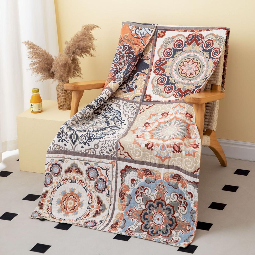 China Colored Jacquard Pure Cotton Four-Layer Gauze Bath Towel Men Women Extra-Large Adult Beach Towel Soft Absorbent
