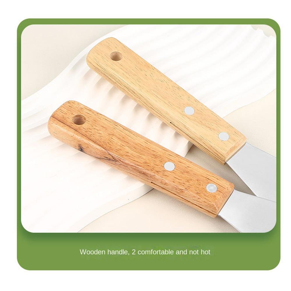 Wooden Handle Slotted Fish Turner Stainless Steel Flipping Frying Spatulas  Steak