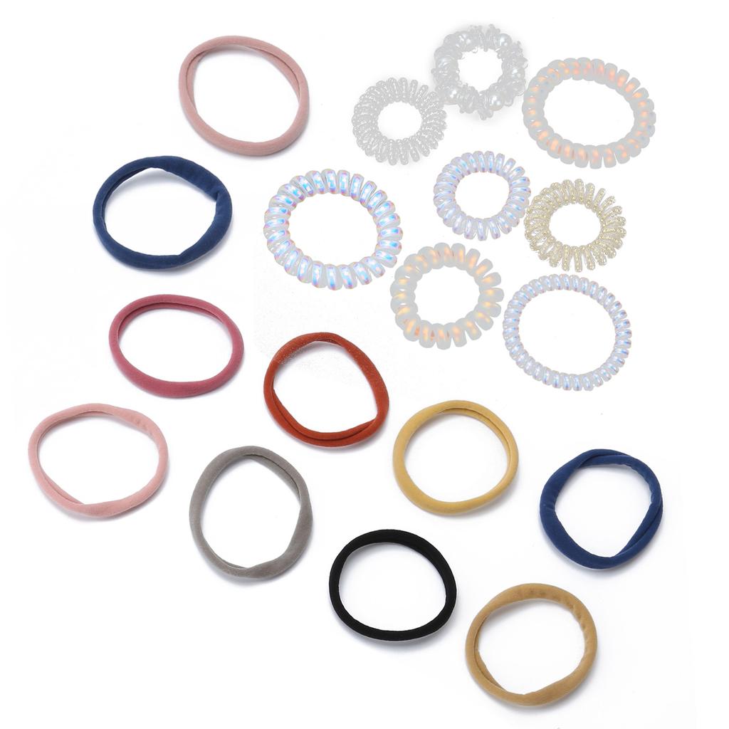 18pcs Spiral Hair Ties Band Kit Traceless Girl High Elasticity Rope Telephone Wire for Ponytail