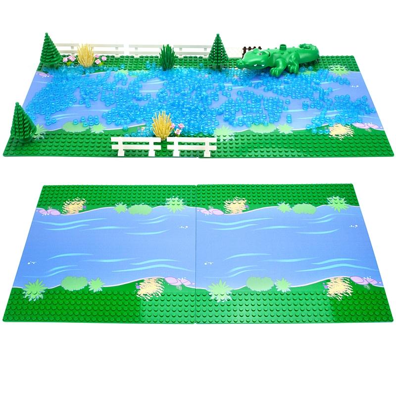 City Road Street Baseplate Color River Sandy Beach Island Base Plate Seaweed Building Blocks Compatible Brands Bricks Plate