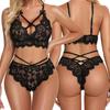 Lingerie Women Lace Hollow Bra Set Transparent Push Up Bras G-String Underwear See Through Costume Sex Exotic Apparel
