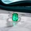 Tancise Jewelry 925 Vintage Sterling Silver 10*14 Emerald Ring Synthesis