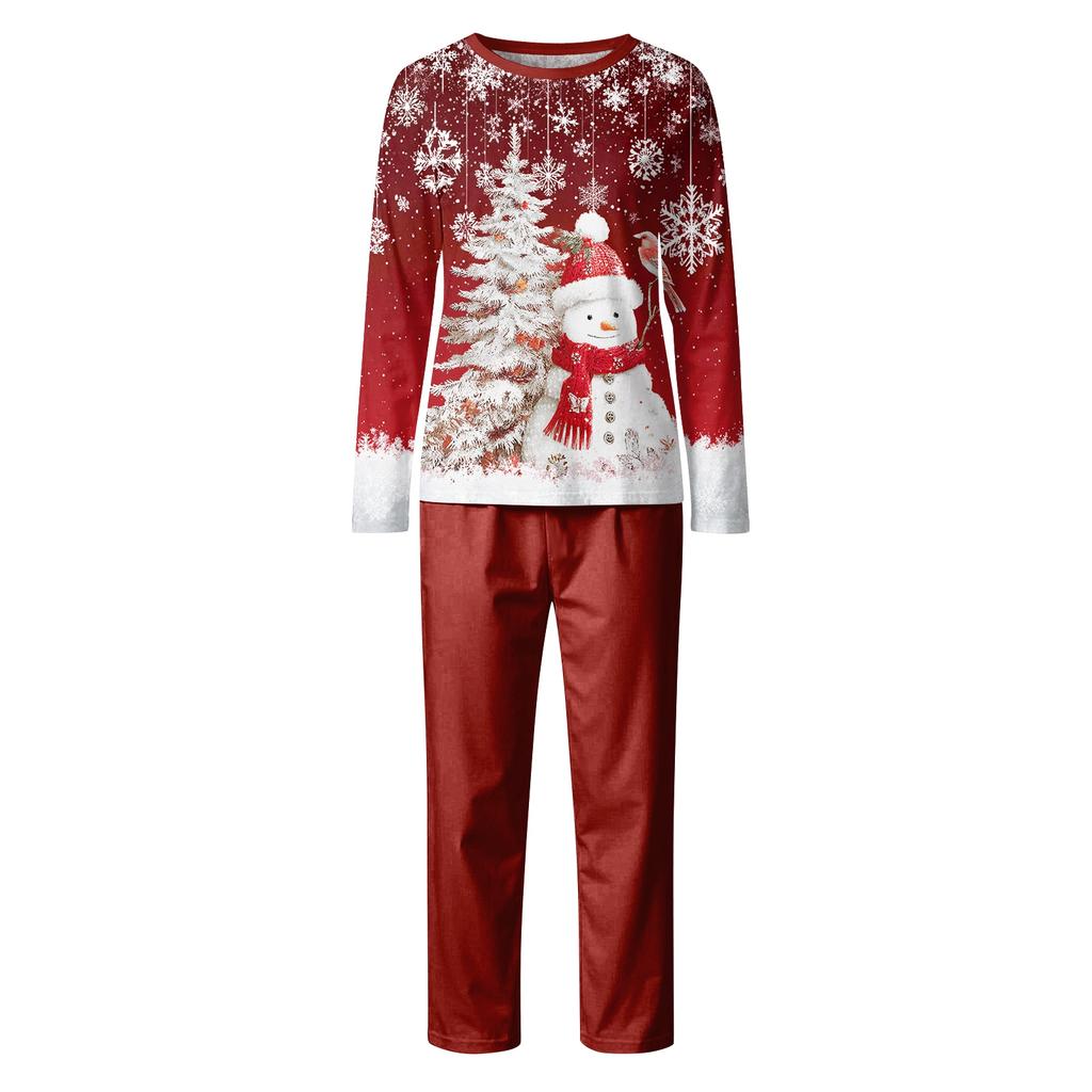 Print Cute Family Set Pajamas, Home Clothes, Family Set Long Sleeve Top Pants Set
