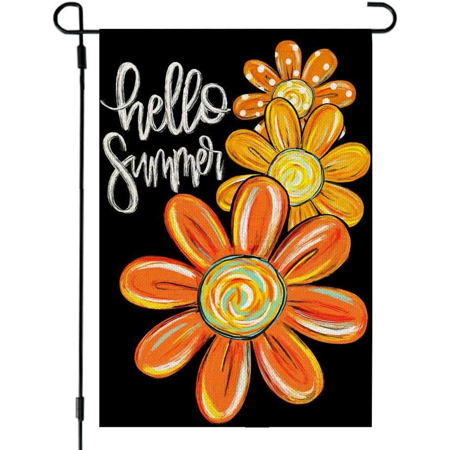 Summer Garden Flag Daisy Double Sided Small Seasonal Welcome Yard Decoration for Outside