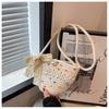Bow Solid Decoration Color Children Woven Shoulder Bag For Summer Daily Use