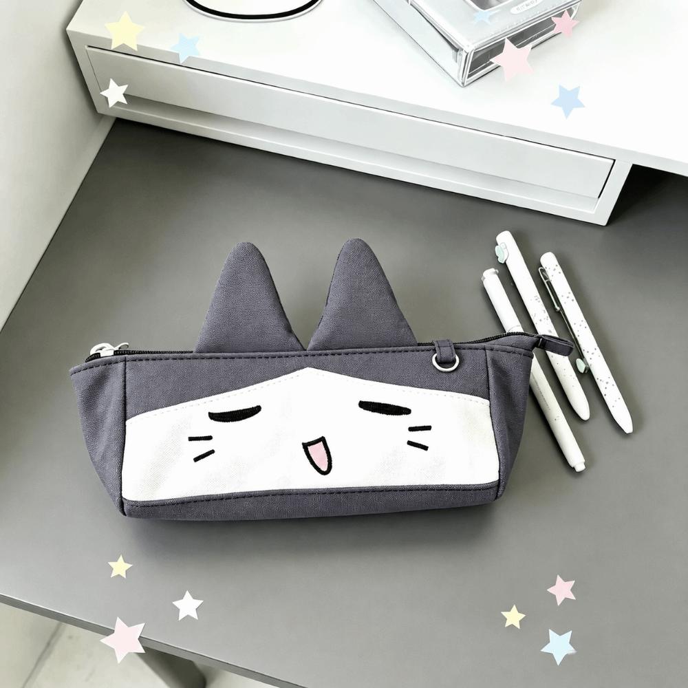 Large Capacity Pencil Case Cat Ear Design Pencil Pouch Portable Stationery Storage Bag Students