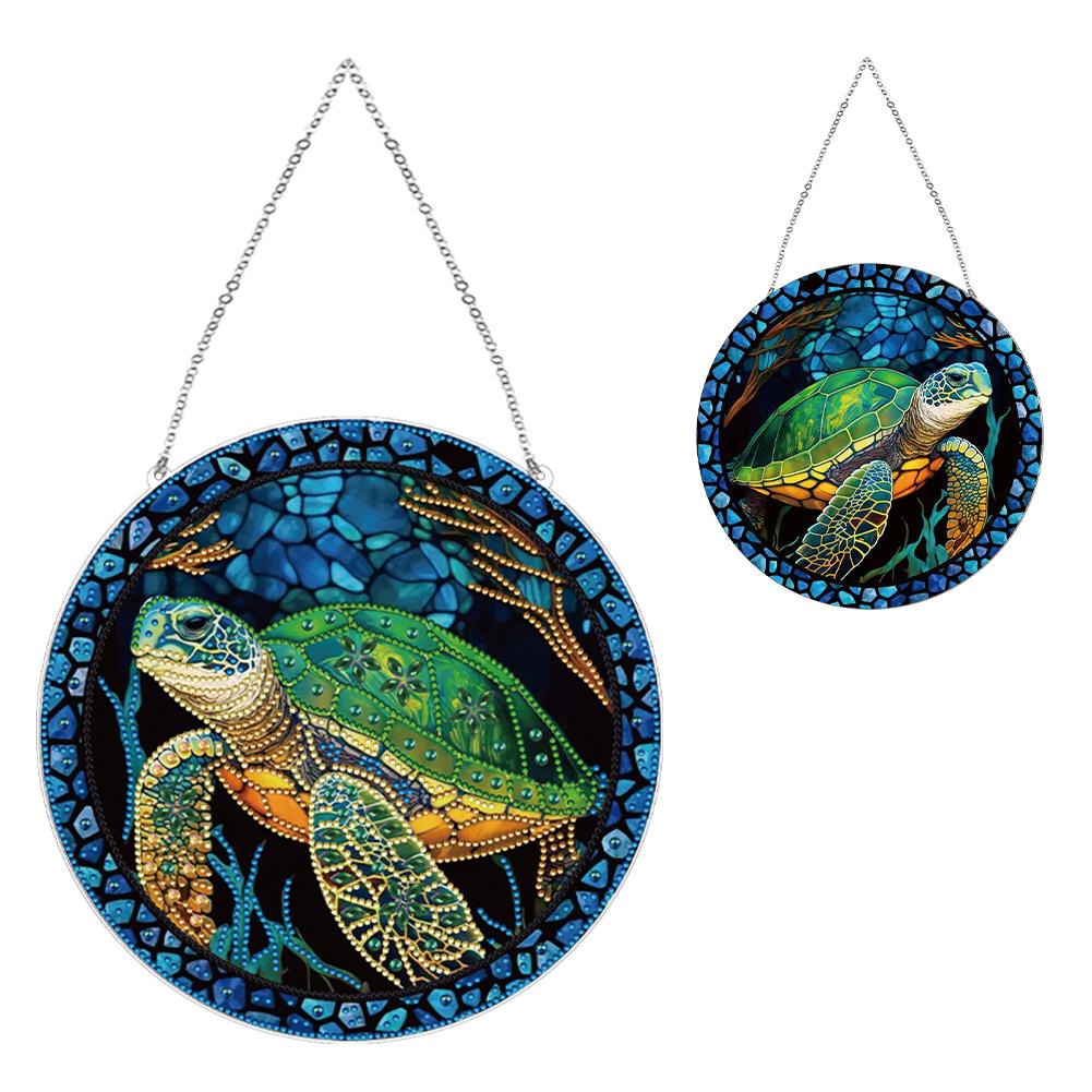 Stained Glass Animal Rhinestone Diamond Art Window Pendants Suncatcher Diamond Painting Art Pendant for Garden Window Decor