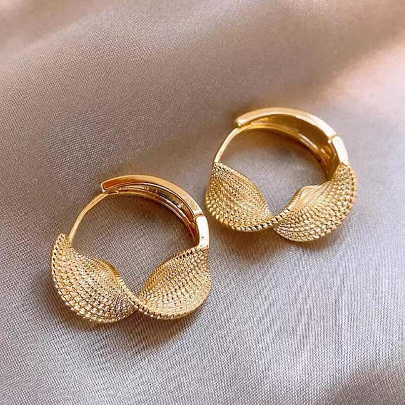 Cercei Hoop Textura Neregulată la Modă pentru Femei Vintage Simplu Geometric Răsuciți Cercei Cerc Mic Bijuterii Estetice Cadou