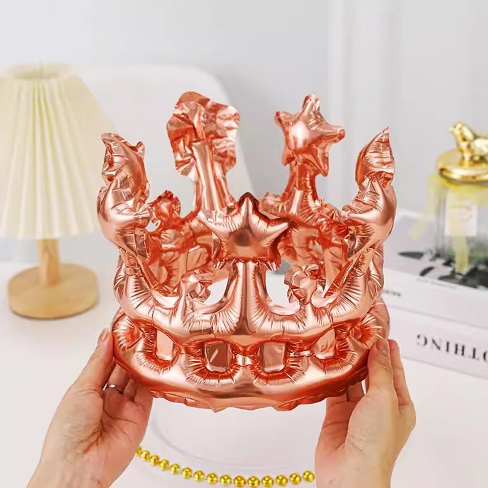 

Crown Balloon Cap Silver Headgear Birthday Atmosphere Party Decoration Headband Photo Props Crown Balloon Headband, Rose Gold