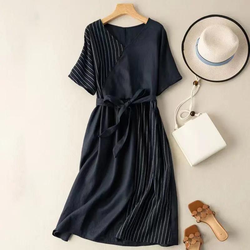 

Спідниця для жінки бавовняна літня плюс розмір вільна квіткова вінтажна суцільна спідниця повсякденна м яка довга святкова сукня XXL чорний