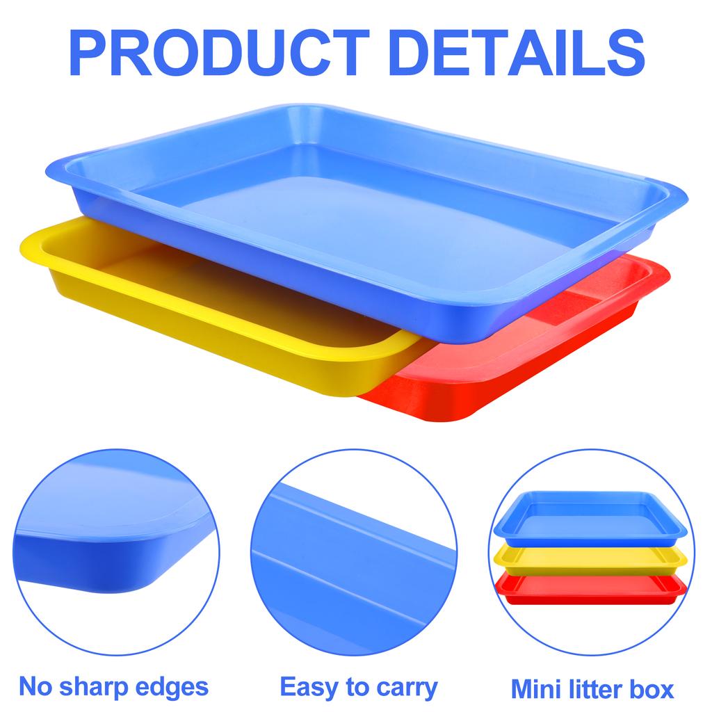 3 Pezzi Vaschetta Lettiera per Gatti 17.3X13.3X2.2 Pollici Lettiera Aperta per Gatti Vaschetta Lettiera per Gattini Per Gatti Coniglio Cavia Forniture per Piccoli Animali Domestici, 3 C