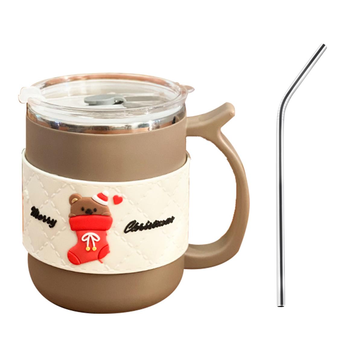 

WORTHBUY 500 мл 304 нержавеющая сталь кофейная кружка с соломинкой изолированная защита от ожогов чашка для воды портативная двухслойная чашка для питья 400-600ml