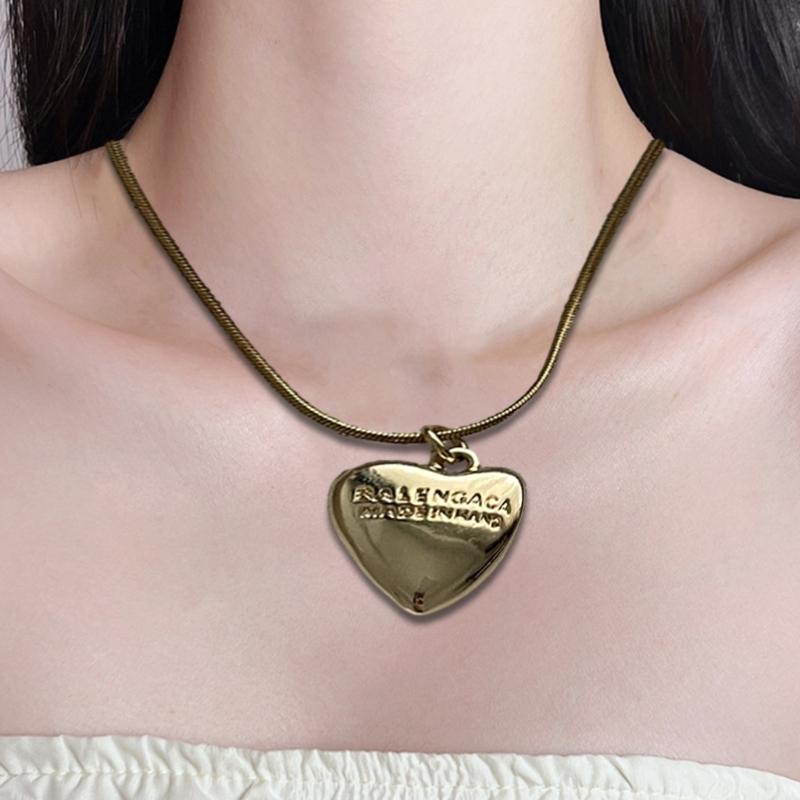 Stainless Steel Heart Necklace Female Temperament Niche Snake Bone Collarbone Chain Student Adjustable Chain Jewelry