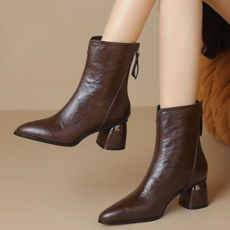 

Pointed Toe High top Heels Women Ankle Goth Fashion Heeled New Trend Pumps Winter Woman Short Casual Chelsea Boots Botas 35