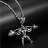 Accessories Barbell Weightlifting Necklace Men's Fitness Pendant Titanium Steel Chain Accessories