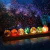 Faux Crystal Glass Balls USB Powered LED Chakra Ball with Wooden Base Ice Cracked Spheres Night Light for Meditation Home Table Decor