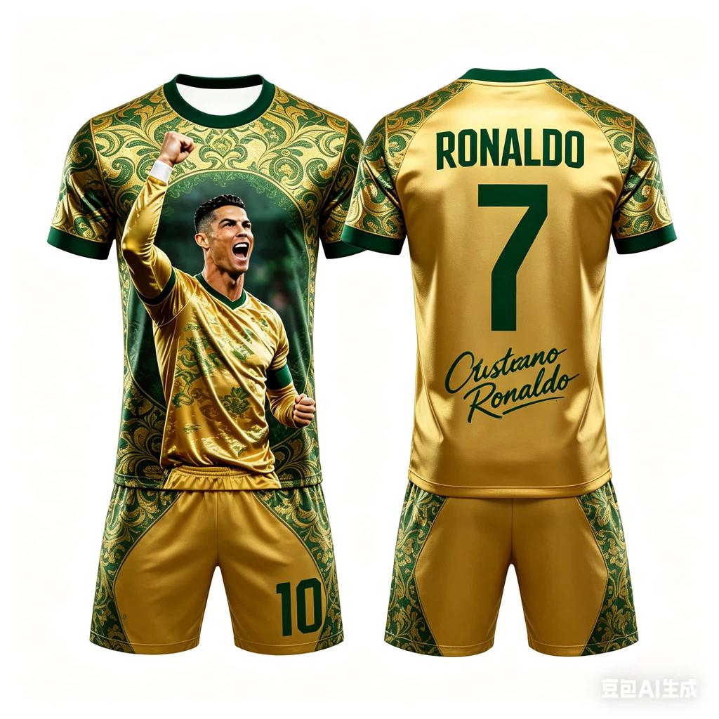 2026 Summer New # 7 Ronaldo Football Sleeve Shorts T-Shirt and Short Set Breathable Comfortable and Soft Unisex Family Kids Tees