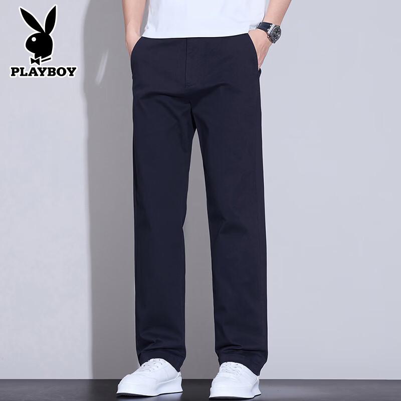 

PLAYBOY Men s Solid Straight-Leg Casual Trousers 30