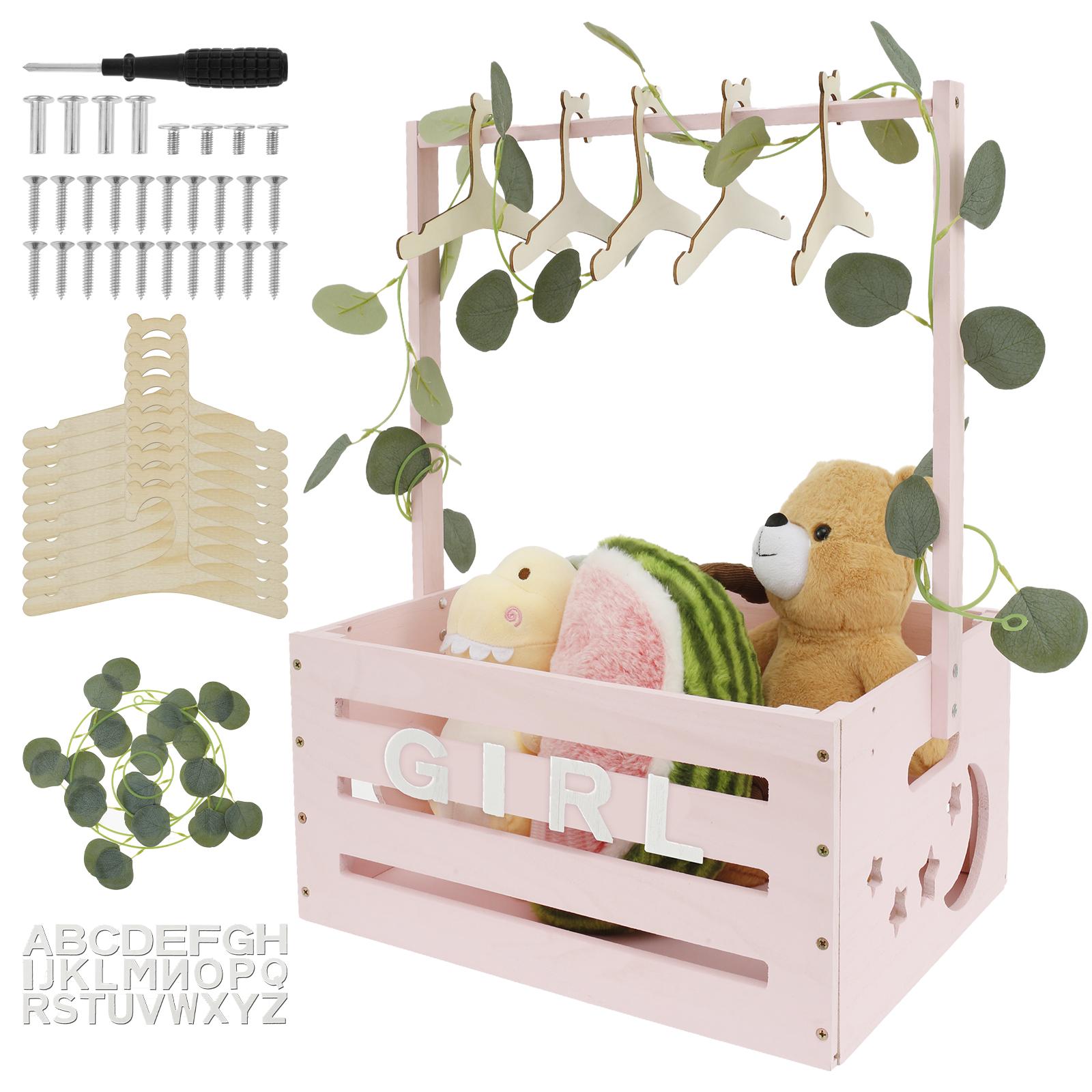 

Wood Baby Shower Storage Basket Portable Newborn Baby Basket Decorative Baby Storage Crate with Handle for Boys Girls New Parent