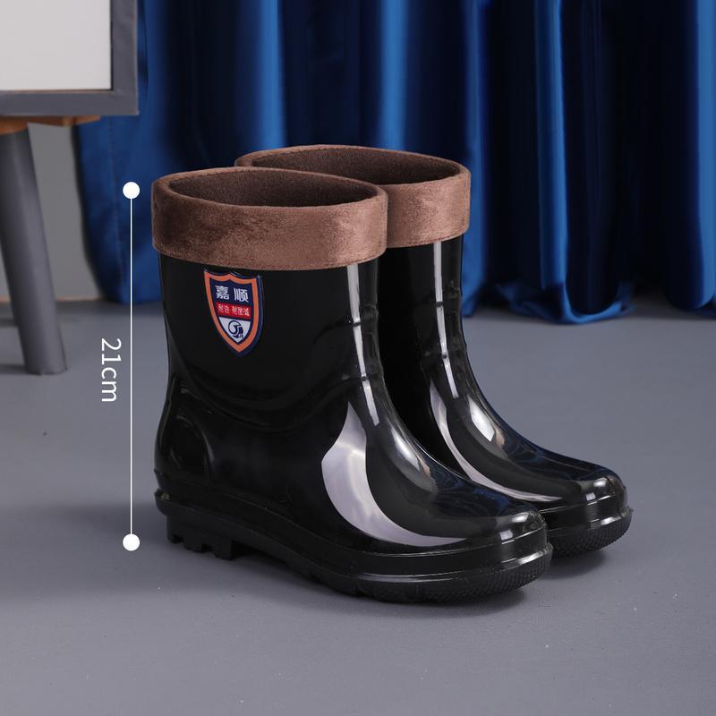 Thick-soled wear-resistant solid color men's lightweight high-top men's warm high-top waterproof mid-high non-slip rain boots thick model