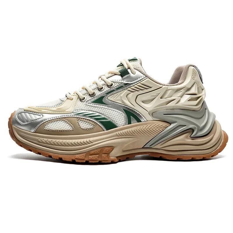 Fashion Men's Mesh Chunky Sneakers Thick Sole Sports Shoes Autumn Casual Fashion Lace Up Running Sneakers Platform Outdoor Walking Shoes