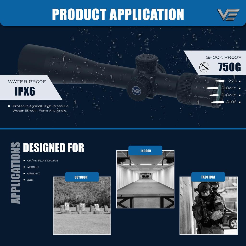 Vector Optics Veyron Zoom Rifle Scope Shotgun Airsoft Scope Airsoft Shotgun Scope 6-24x44FFP