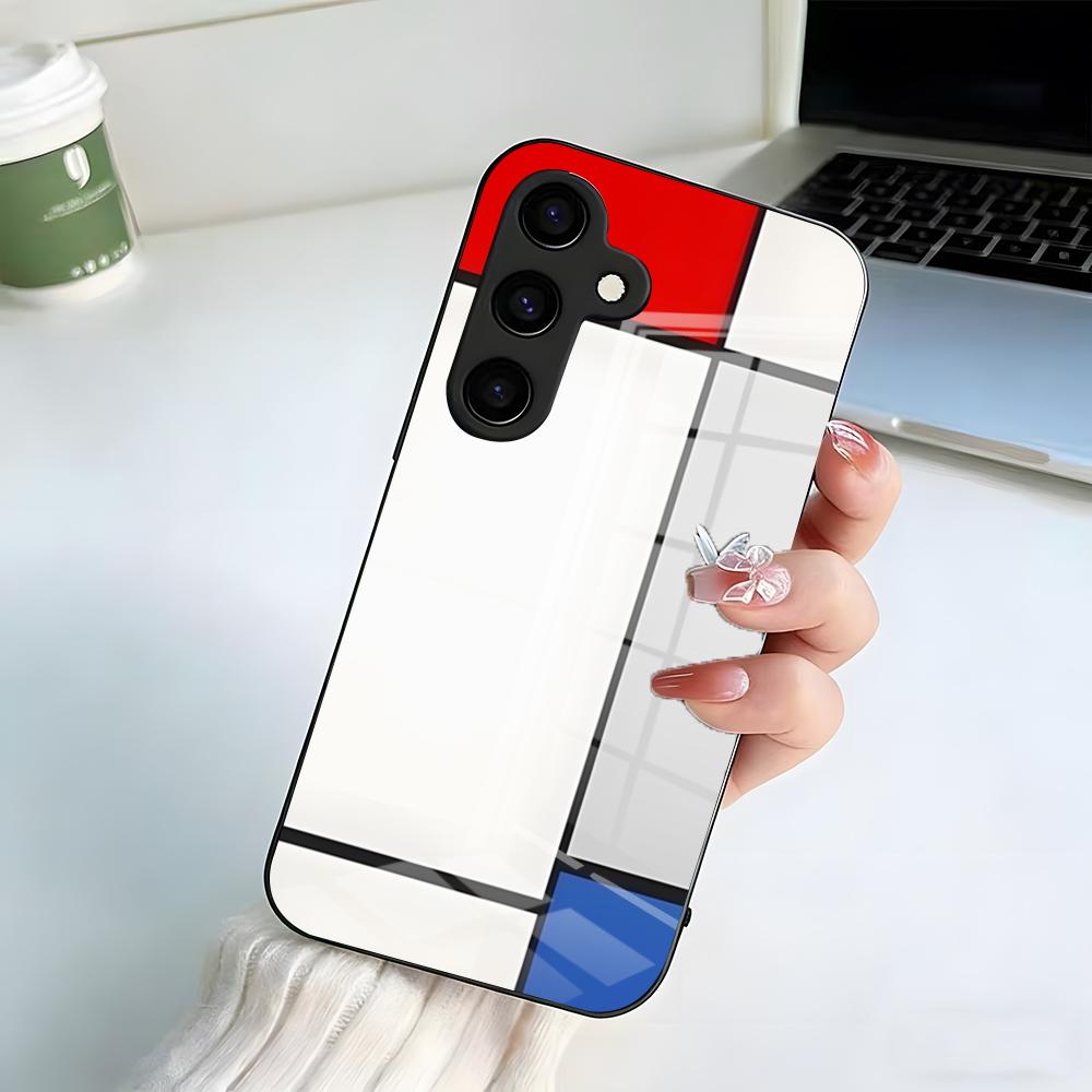 Pattern Piet Mondrian Phone Case For Samsung A25 A13 A33 5G A54 A36 A35 A56 A52 A14 Shockproof Glass Cover Samsung A26