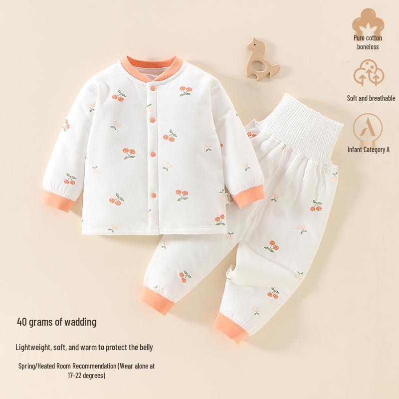 Autumn Baby Cotton Outfit Set: High-Waist Homewear for Boys & Girls