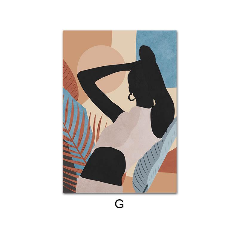 

Черная Африка Женщина Бохо Луна Рука Листья Плакаты и принты Абстрактное Настенное Искусство Холст Картины Настенные Панно Для Декора Гостиной A4 21x30cm No Frame