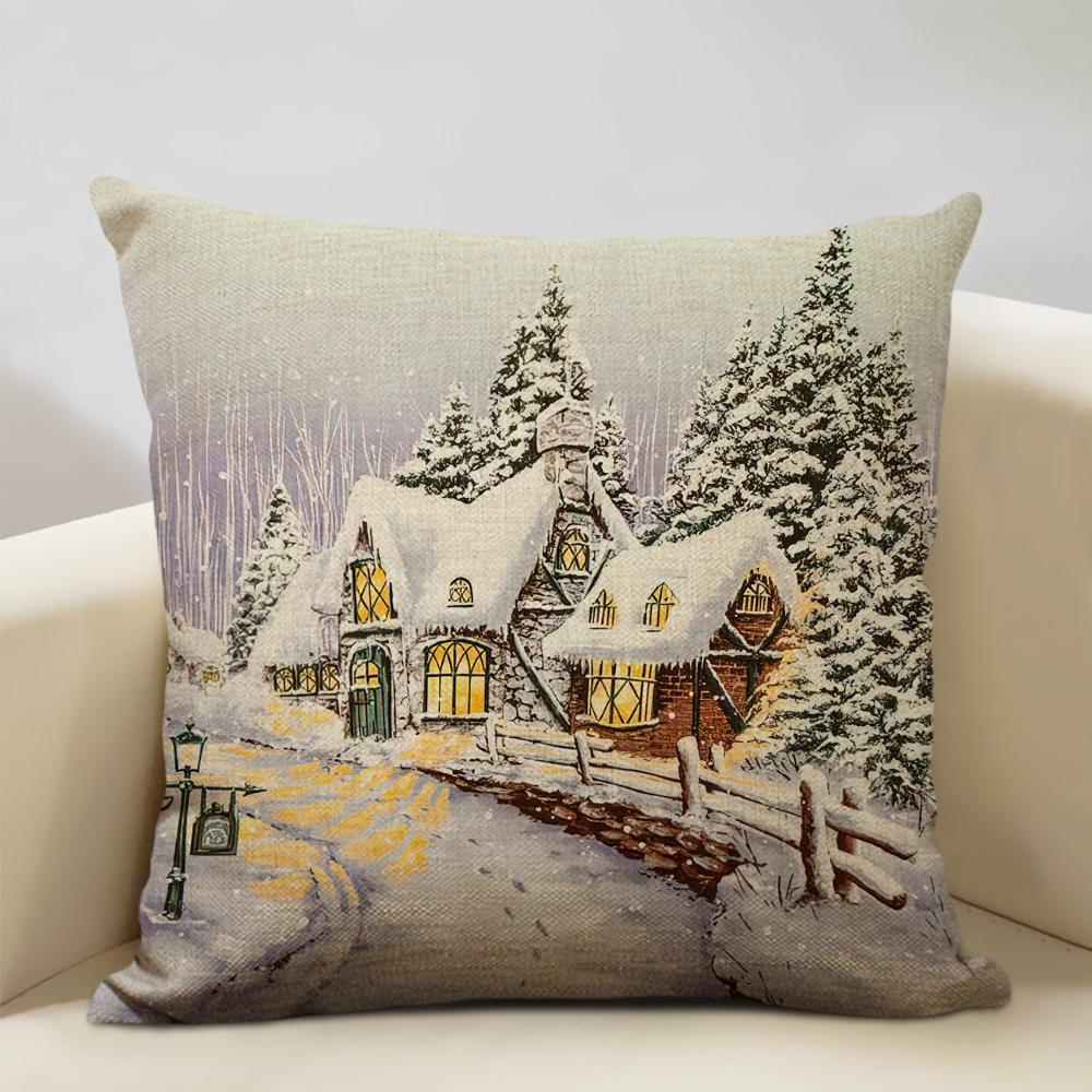 Christmas Decorative Cushion Cover Santa Claus Snowman Pillow Case 45x45cm Pillowcase Happy New Year Home Decor