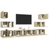 8 Piece TV Cabinet Set In Sonoma Oak Effect Particle Board