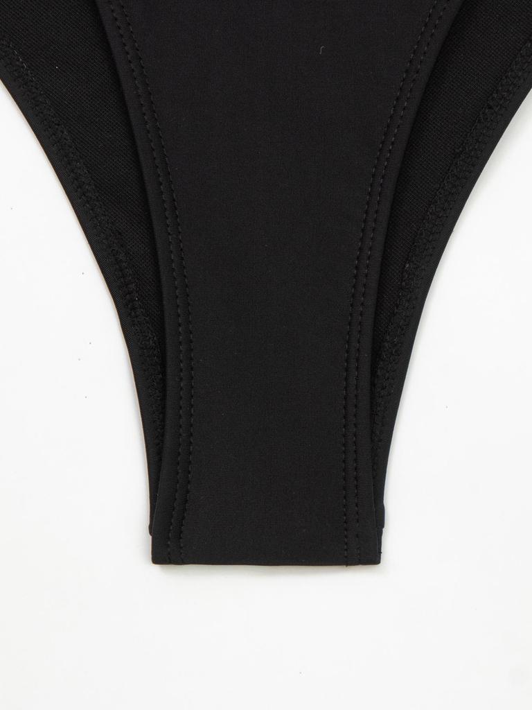 2025 European & American Slimming Hollow-Out Solid Color One-Piece Bikini Swimsuit