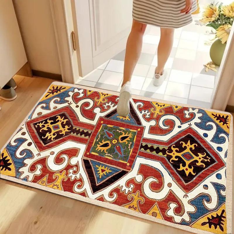 

Retro Geometric Wavy Red Blue Yellow Non-slip Washable Door Mat for Entryway Mid-Century Decor Home Decoration 40cm x 60cm