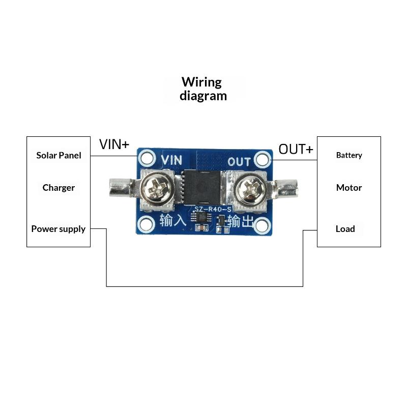 40A 65A 100A Ideal Diode Module No‑Ground Anti‑Reverse Current Anti‑Backfeed Protection For Solar Charging Battery Power System