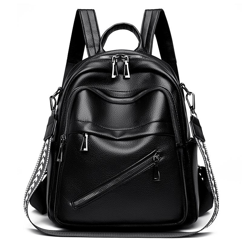This Is A Versatile Female Leather Backpack for Summer, A Fashionable Korean-style Soft Leather Travel Bag for Student Moms
