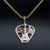 Music Guitar Pick Pendant Necklace for Women/Men Stainless Steel Gold Color Punk Bass Note Chain Necklace Party Jewelry collar